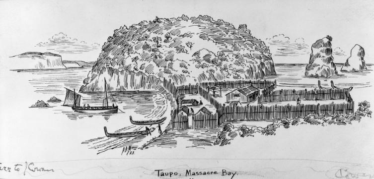 Messenger, Arthur:Taupo [Pa], Massacre Bay. 1921 [i.e 1844]