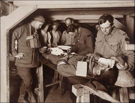 Working in a dressing station photo by Frank Hurley 