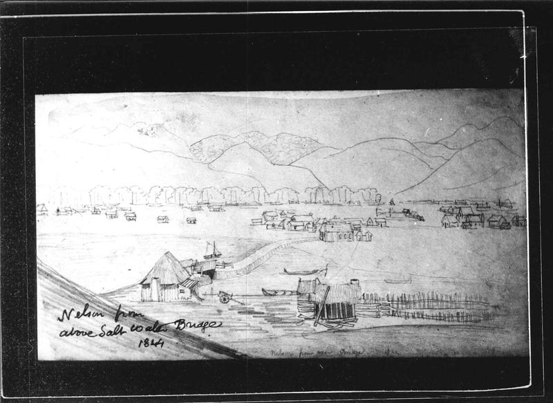 Barnicoat Sketches. Nelson from above Saltwater bridge