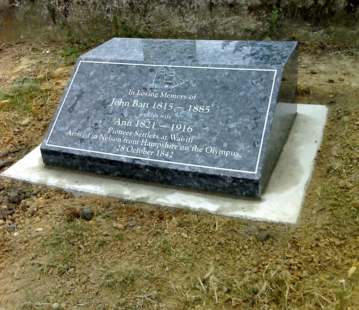 Grave stone of John and Anne Batt