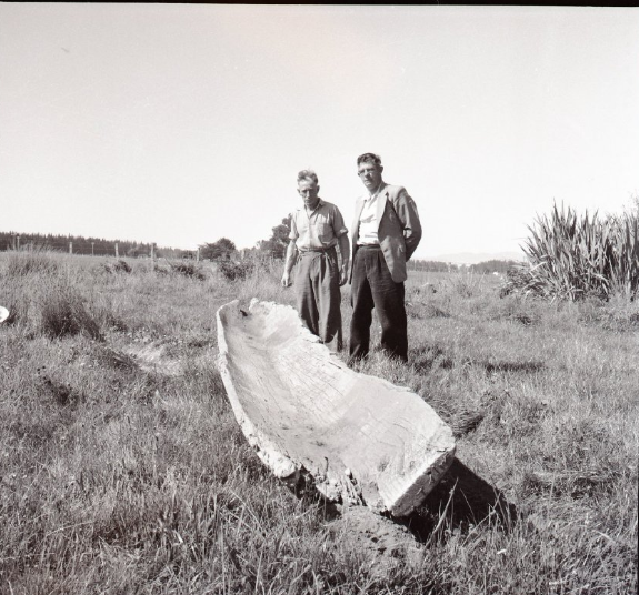 1962 Mr. Baynon and Ern Neal with the canoe