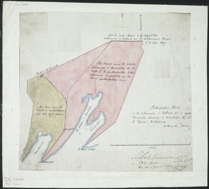 Map of the land given by the Maori of Waitohi to Queen Victoria, 4 March 1850