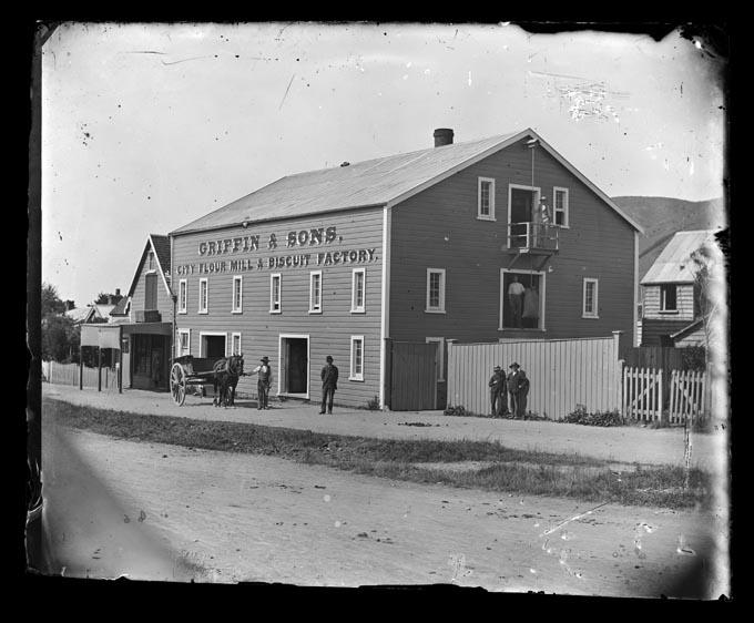 Griffin Sons City Flour Mill Biscuit Factory. Nelson Provincial Museum Collection 317557