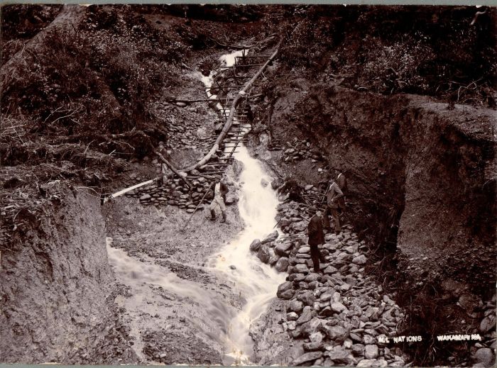 The All Nations sluicing claim in the Wakamarina, 1900