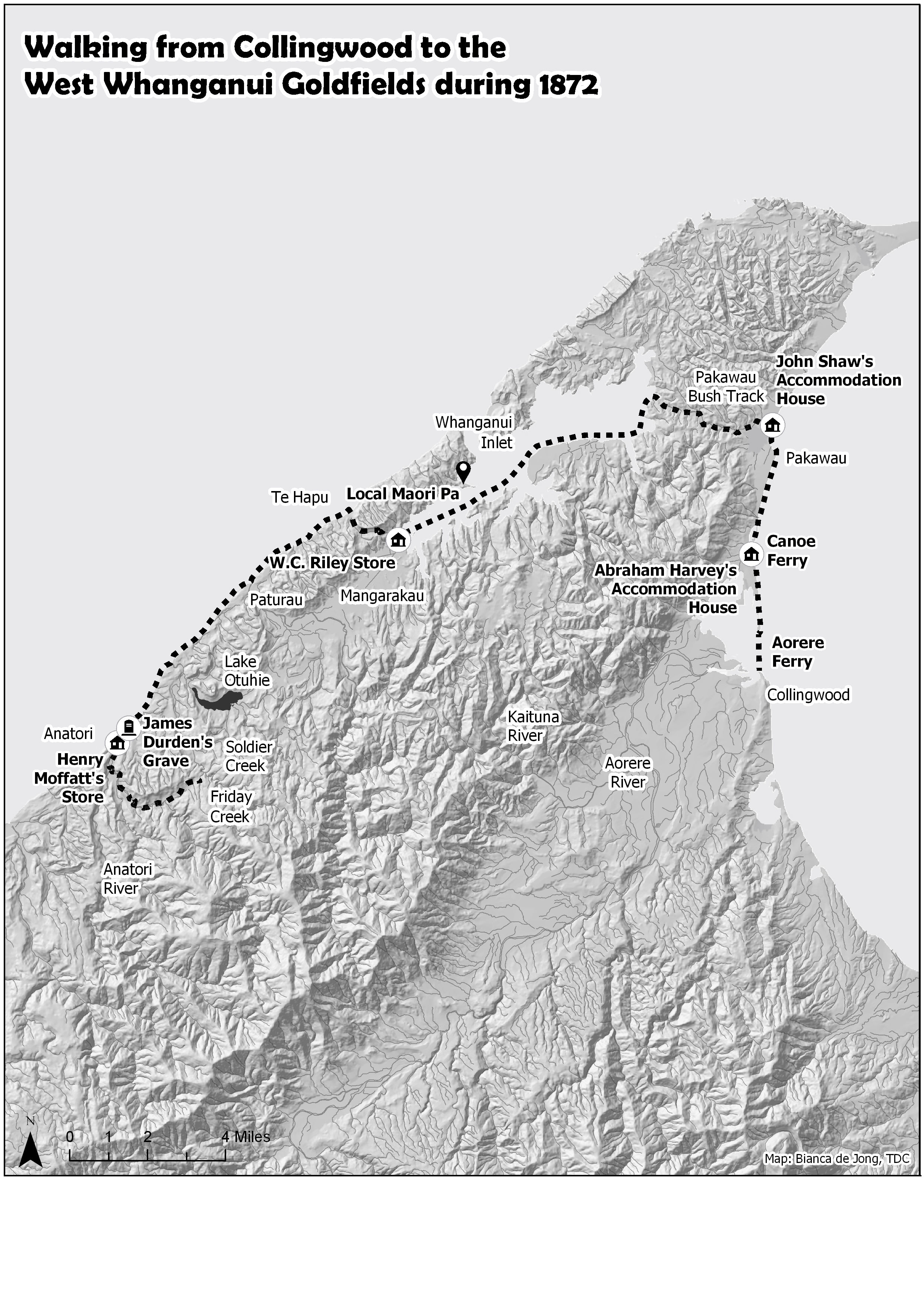 Durden Journey 1872 map