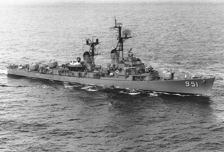 The U.S. Navy destroyer USS Turner Joy (DD-951) underway at sea on 9 May 1964. O